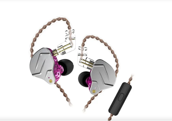 Imagen de Auriculares In-ear Kz Zsn Pro Con Cable Con Microfono Violeta Gamer 2 Drivers Por Lado